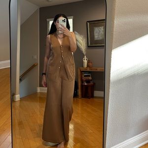 STAUD knit set: Vest and wide leg pant